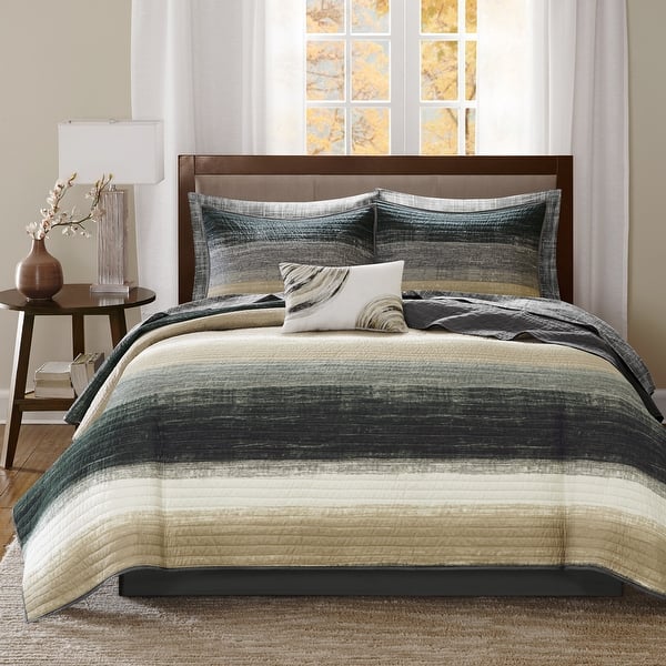 slide 2 of 19, Madison Park Essentials Barret Coverlet Set with Cotton Bed Sheets Taupe - California King