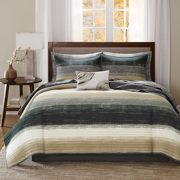 slide 2 of 19, Madison Park Essentials Barret Quilt Set with Cotton Bed Sheets Taupe - California King
