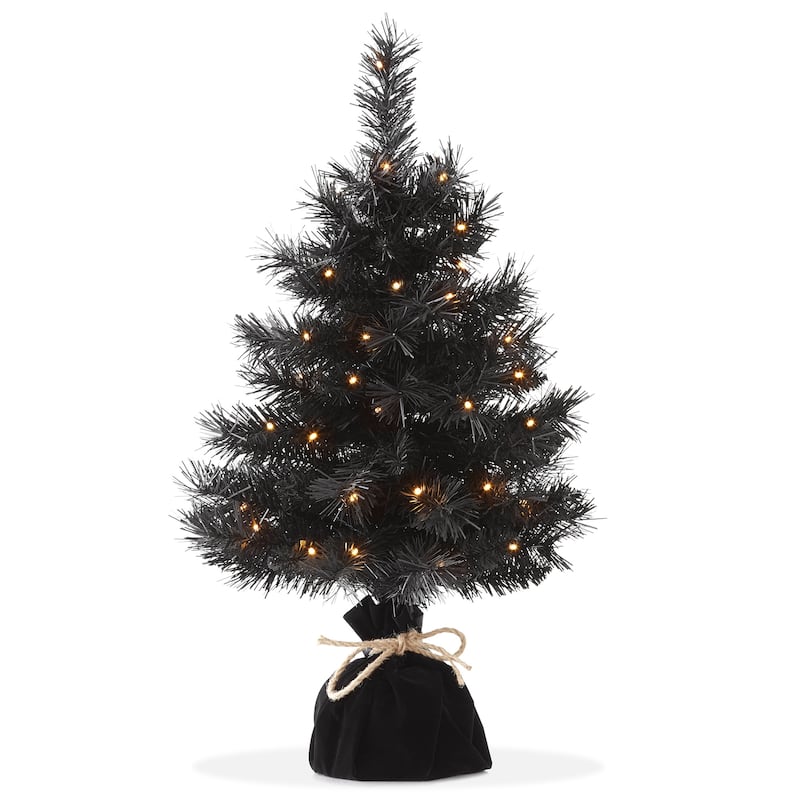 2ft PreLit Artificial Mini Tabletop Christmas Tree with Cloth Base