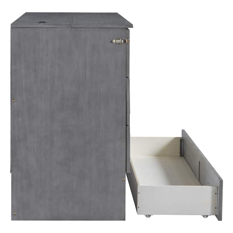 Modern Style Murphy Bed with Versatile Storage Large Drawers for Bedroom