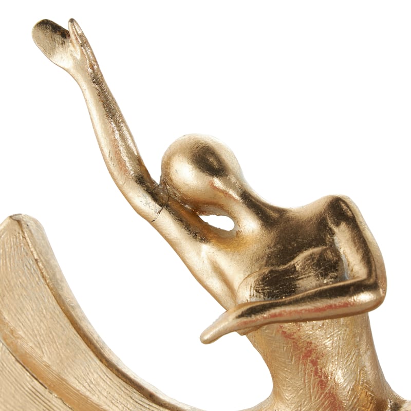 Gold Polystone Dancer Decorative Sculpture with Black Square Base