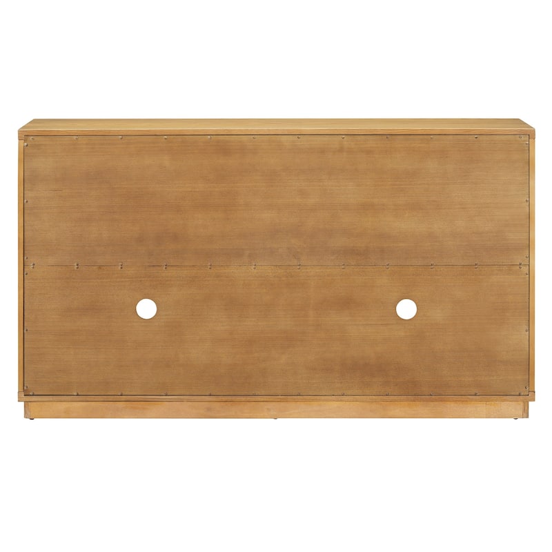 60” Farmhouse 4-Door Large Storage Vintage Sideboard with Metal Handles and Adjustable Shelves