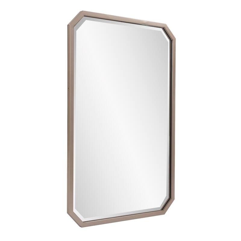 Allan Andrews Matte Warm Silver Elongated Octagonal Beveled Wall Mirror - 36"H x 24"W