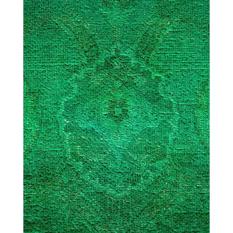 Overton Hand Knotted Wool Vintage Inspired Modern Contemporary Overdyed Green Area Rug - 2' 7" x 23' 1"