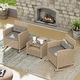 preview thumbnail 43 of 43, Corvus Fatih 3-piece Outdoor Wicker Rocking Chat Set with Cushions