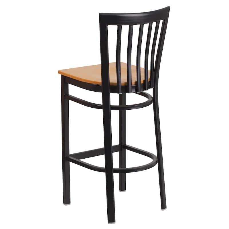School House Back Metal Restaurant Barstool (Set of 2) - 17.25"W x 19.5"D x 41.75"H - 17.25"W x 19.5"D x 41.75"H