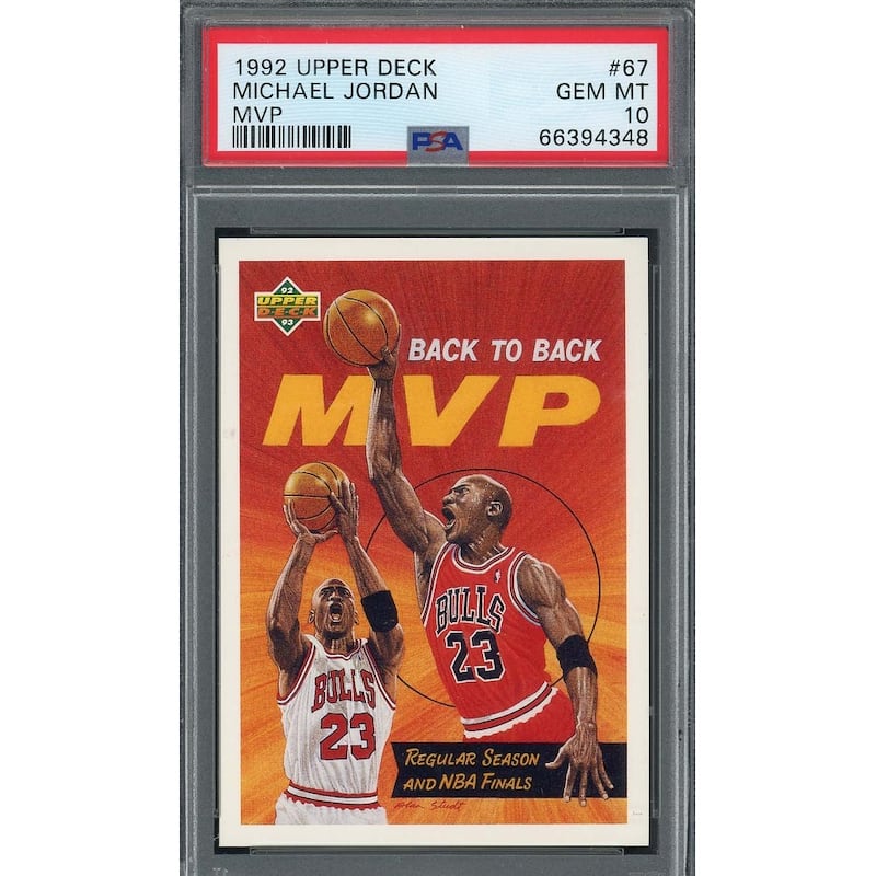 Michael Jordan 1992 Upper Deck MVP Basketball Card #67 Graded PSA 10 - 8'6" x 11'6"