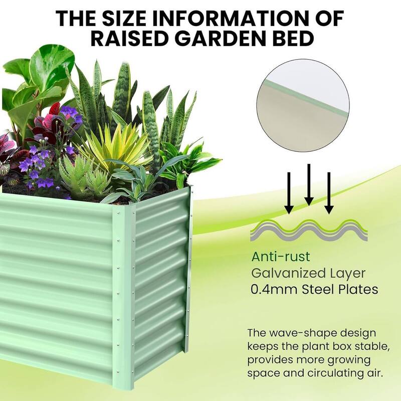 8x4x2ft Galvanized Raised Garden Bed, Planter Boxes Outdoor for Vegetables, Herbs, Flowers