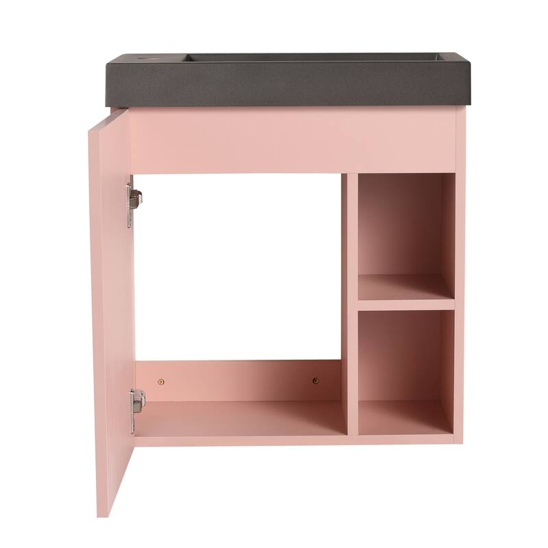 BNK 20"/24"/30" Single Sink Bathroom Vanity with Soft Close Door or Right Side Shelves, Modern Floating Vanity