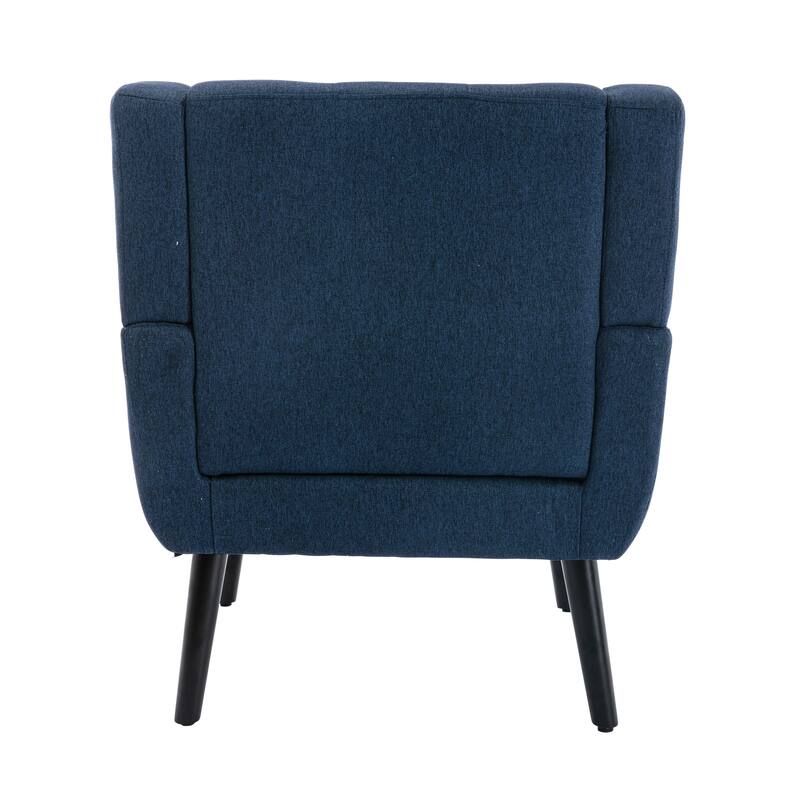 Blue Stylish Upholstered Seating Armchair with Tapered Metal Legs, Single Sofa Chair Accent Chair with Flared Armrests
