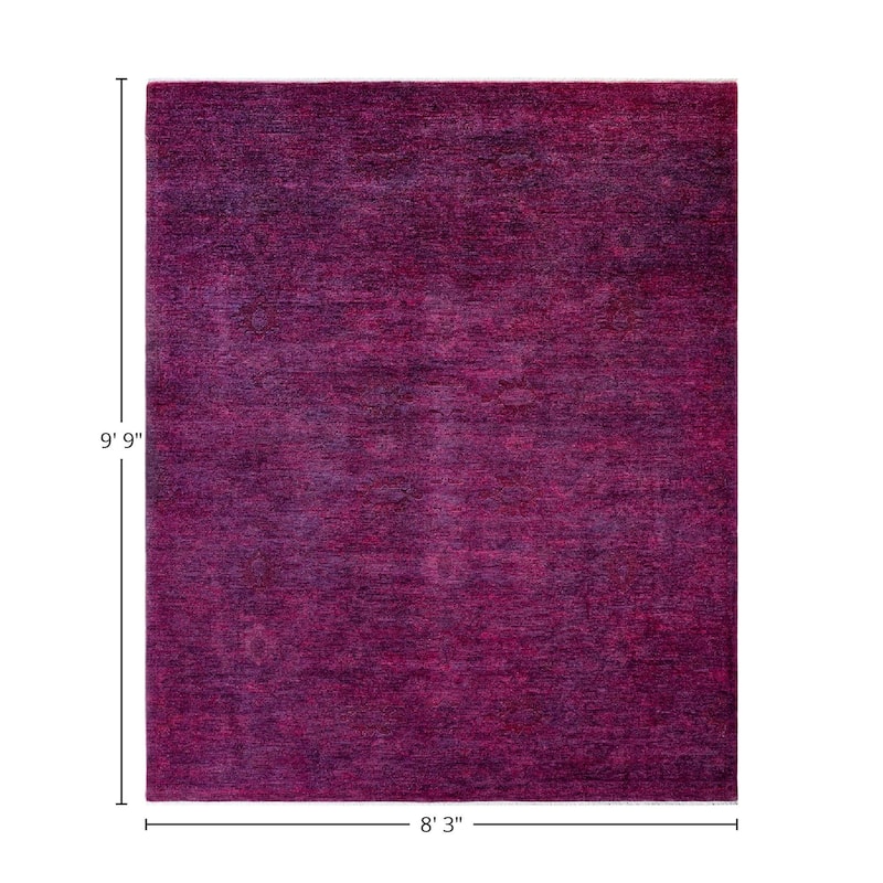 Overton Hand Knotted Wool Vintage Inspired Modern Contemporary Overdyed Pink Area Rug - 8' 3" x 9' 9"