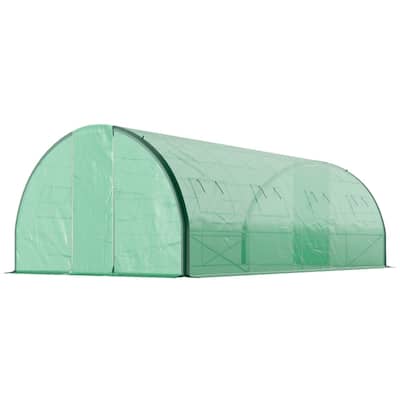 Large Green Poly Tunnel Greenhouse with Galvanized Steel Frame and UV Weather Protection Ventilation