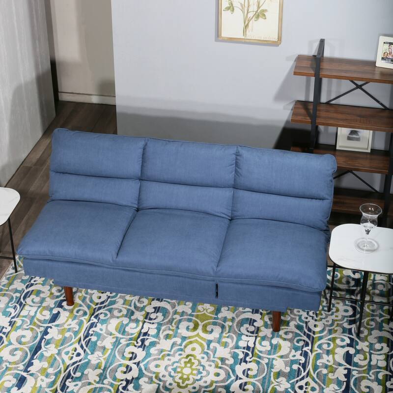 Modern Armless Fabric Blue Sofa Bed Adjustable Folding Sofa - 37.01*76.38*41.73 inches