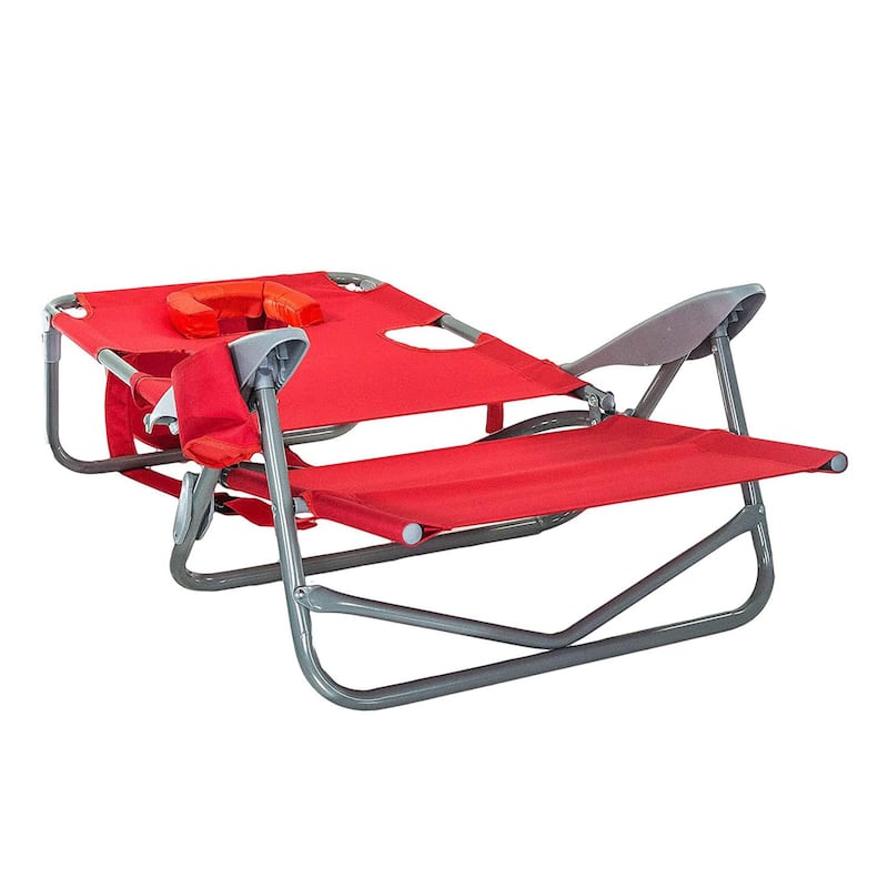 Ostrich On-Your-Back Outdoor Reclining Beach Lounge Pool Camping Chair, Red