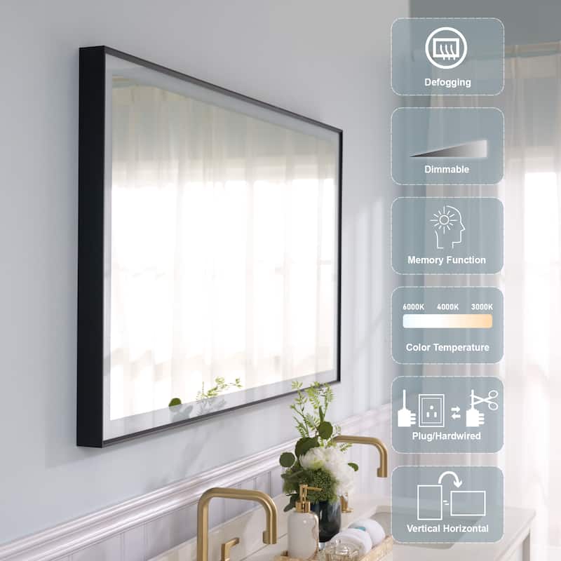 Wall Mounted Bathroom Heavy Duty Framed LED Mirror With bright light And And Memory Function