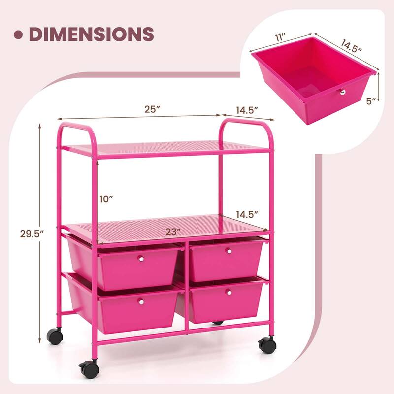 Costway 4Drawer Rolling Storage Cart shelf Scrapbook Paper Office - See Details