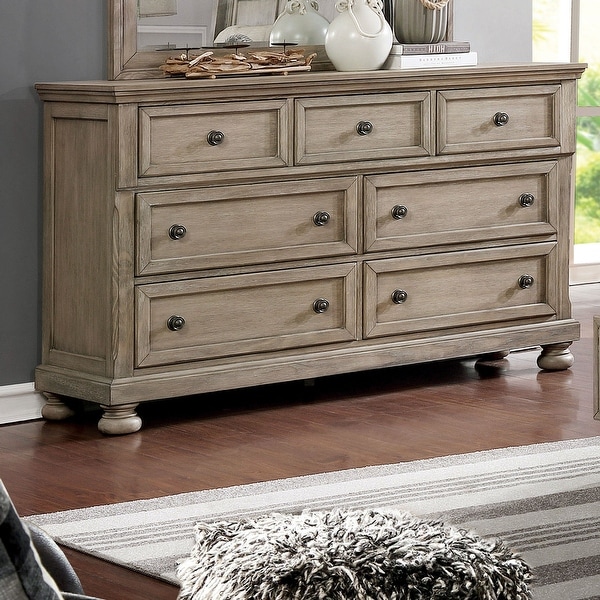 Nahkohe Transitional Grey 56 Inch Wide 7 Drawer Solid Wood Dresser by Furniture of America