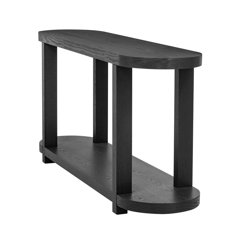 Modern Minimalist Entryway Table with Bottom Shelf, for Study Rooms Entryways Hallways Living Rooms and Foyers, Black