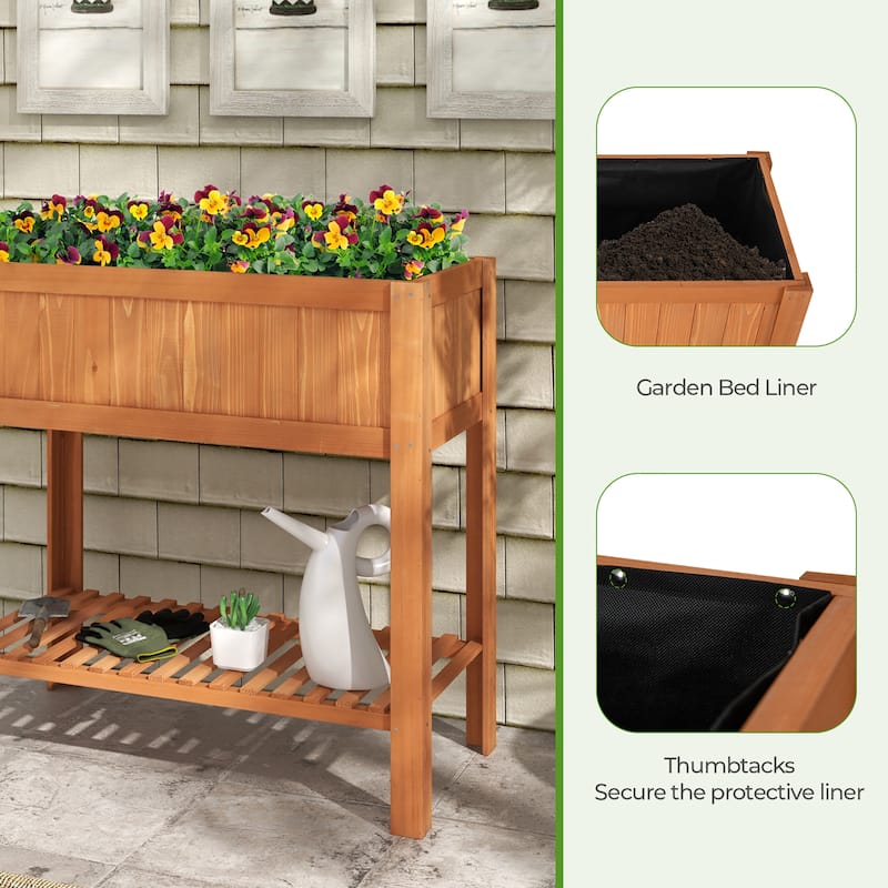 Gymax Raised Garden Bed 39'' L x 19.5'' W x 39'' H Fir Wood Planter