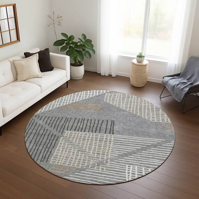 Machine Washable Indoor/ Outdoor Casual Contemporary Chantille Rug