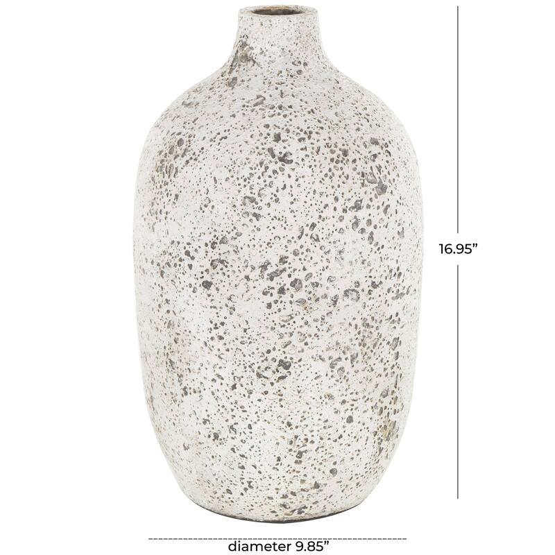 White Ceramic Antique Style Textured Decorative Vase