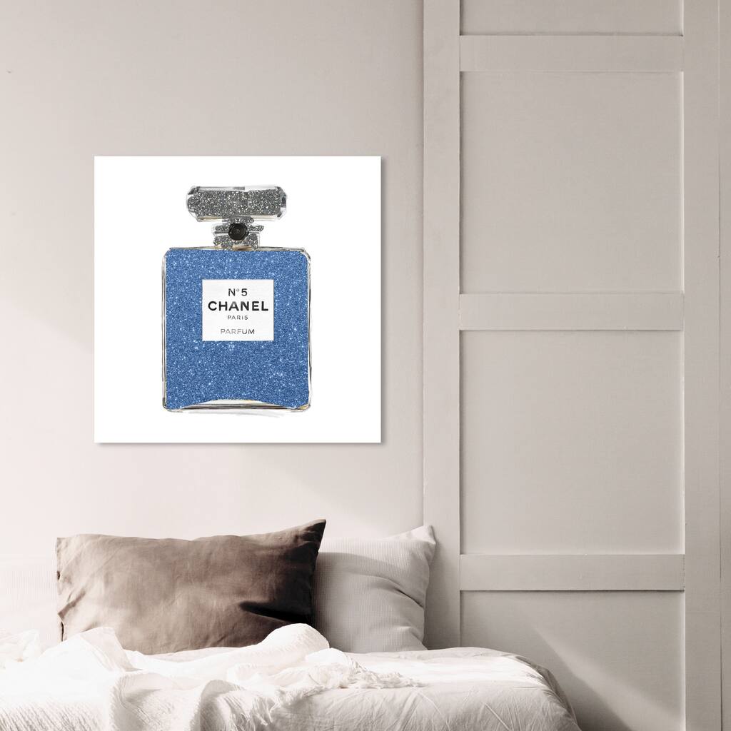 Oliver Gal Fashion and Glam Wall Art Canvas Prints 'Periwinkle Blue Classic Number 5' Perfumes - Blue, Gray