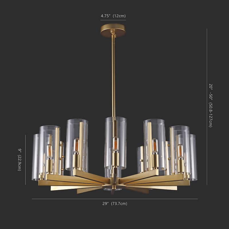 SAFAVIEH Couture Benicio Gold Chandelier - 28.5 IN W x 28.5 IN D x 17 / 47 IN H