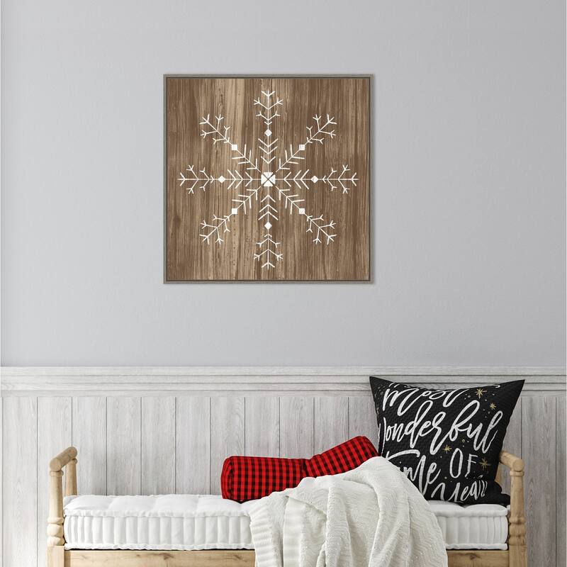 Barnwood Wonderland I Snowflake by June Erica Vess Framed Canvas Wall Art