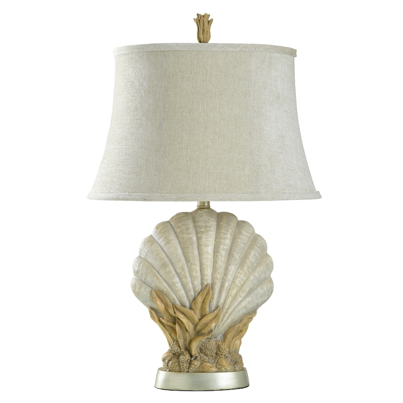 StyleCraft Avoca Beach Sandstone Table Lamp - White Softback Fabric Shade - Sandstone