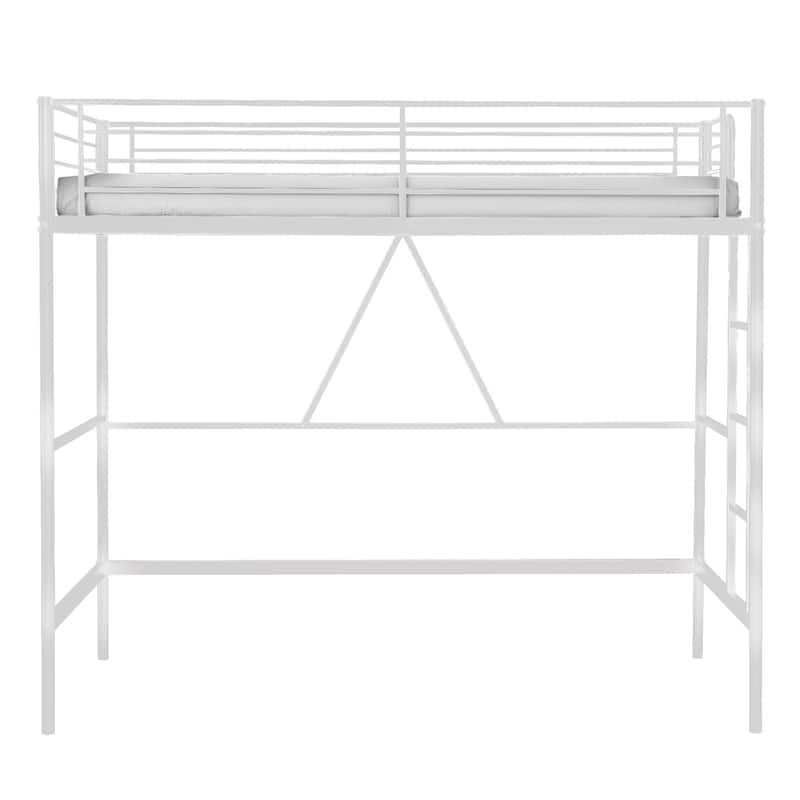 Twin Kids Loft Metal Bed with Reversible Stairs 400lb Capacity Space Saving Under Bed Study Play Area