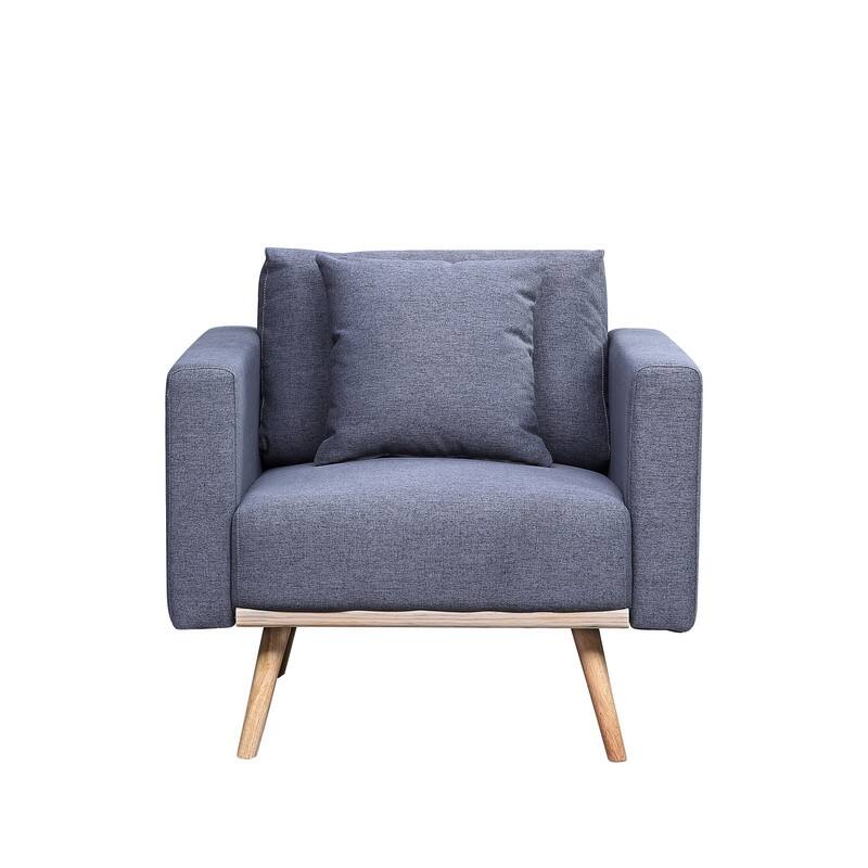 Easton Linen Fabric Sofa Loveseat Chair Living Room Set with USB Charging Ports Pockets & Pillows