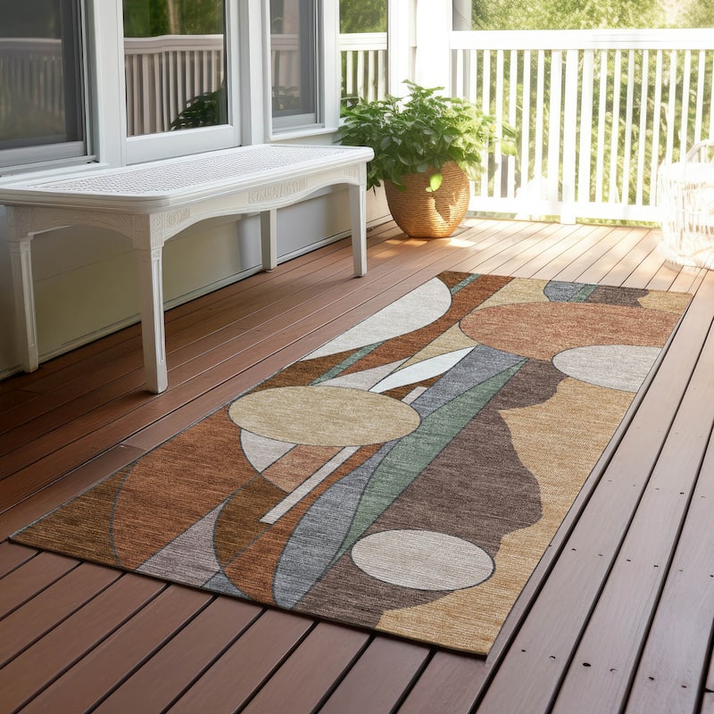 Machine Washable Indoor/ Outdoor Contemporary Retro Chantille Rug - Copper - 2'3" x 7'6"