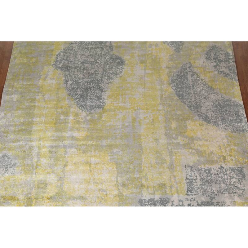Modern Abstract Indian Area Rug Handmade Wool Carpet - 8'11"x 11'10"