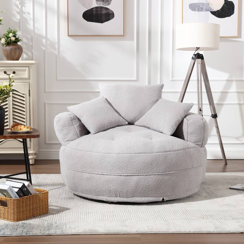 Circular wide living room fabric sofa, balcony swivel sofa chair