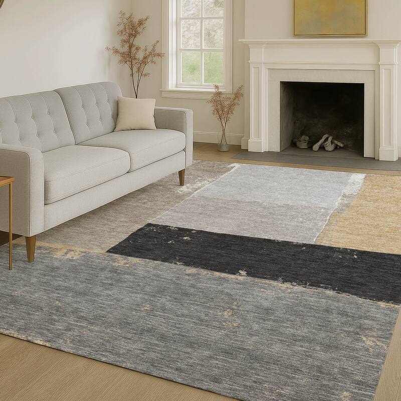 Machine Washable Indoor/ Outdoor Abstract Kraig Chantille Rug
