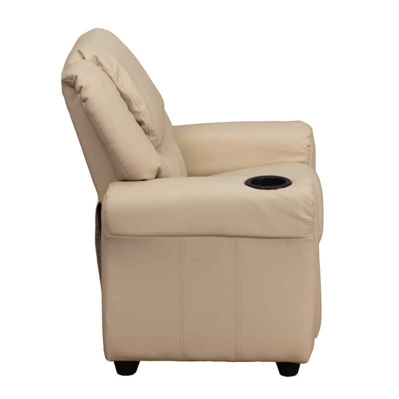 Contemporary Kids Recliner with Cup Holder and Headrest - 24"W x 21.5" - 36.5"D x 27"H