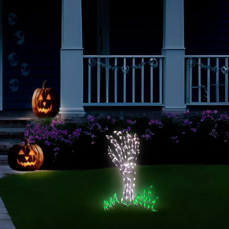 LED Lighted Skeleton Hand Outdoor Halloween Decoration - 37"