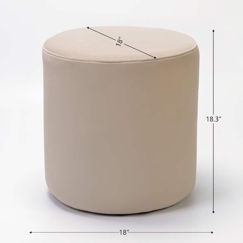 KINWELL Round Upholstered Pouf Ottoman Footrest