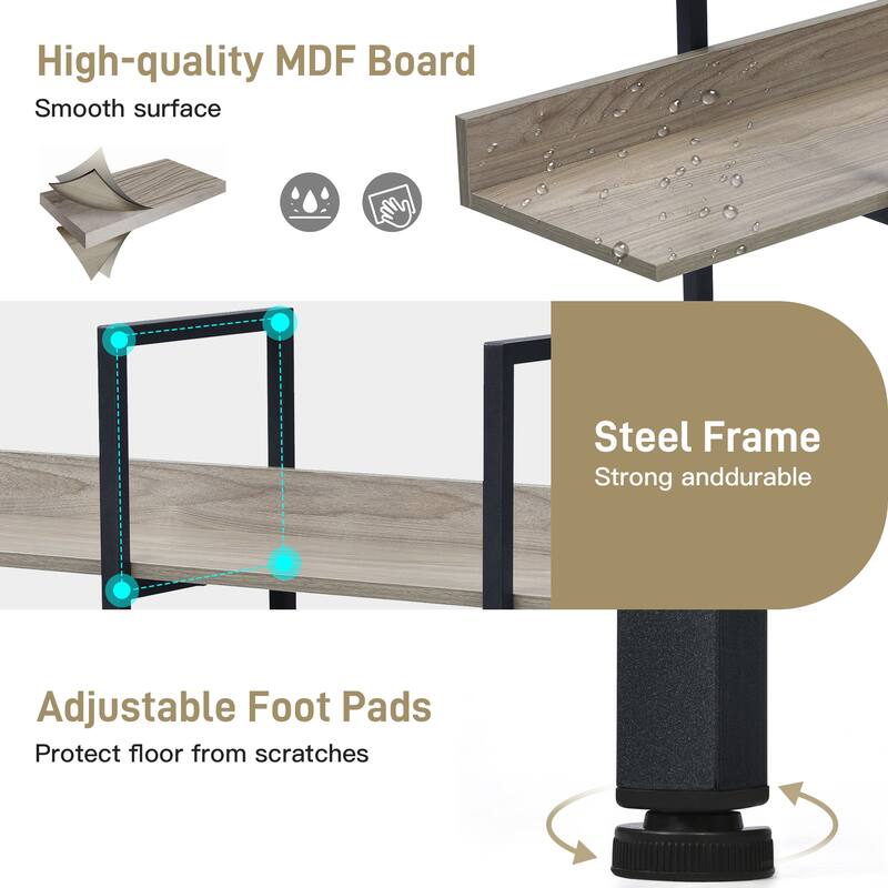 5 Tier Bookcase Home Office Open Bookshelf with Metal Frame - 70.90* 11.80 * 70.90