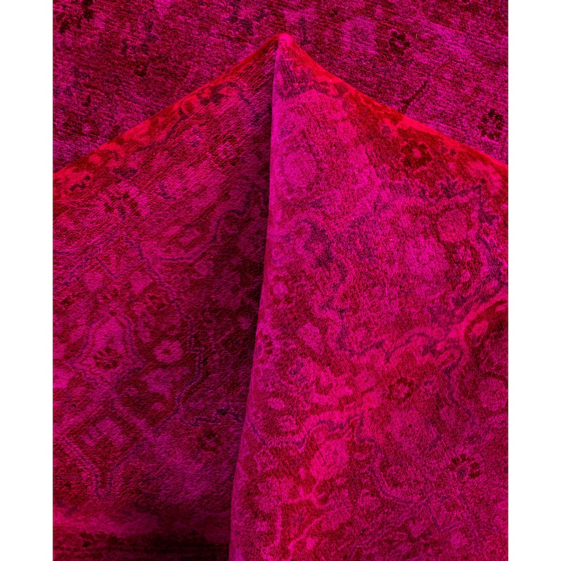 Overdyed One-of-a-Kind Hand-Knotted Round Area Rug - Pink - 7' 1" x 7' 1"