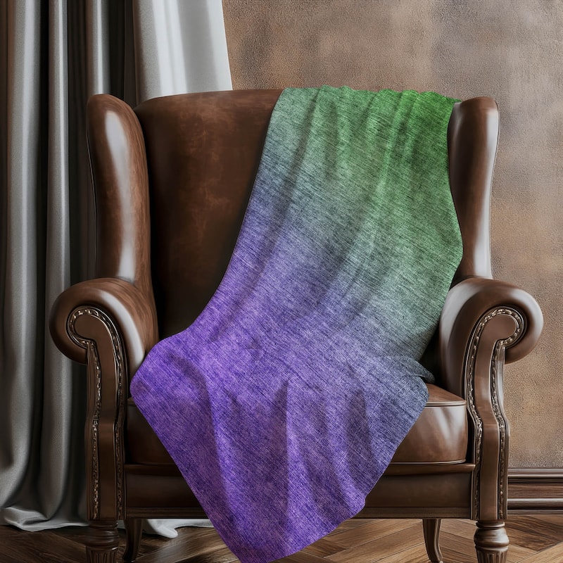 Premium Machine Washable Modern Ombre Sherpa Throw Blanket