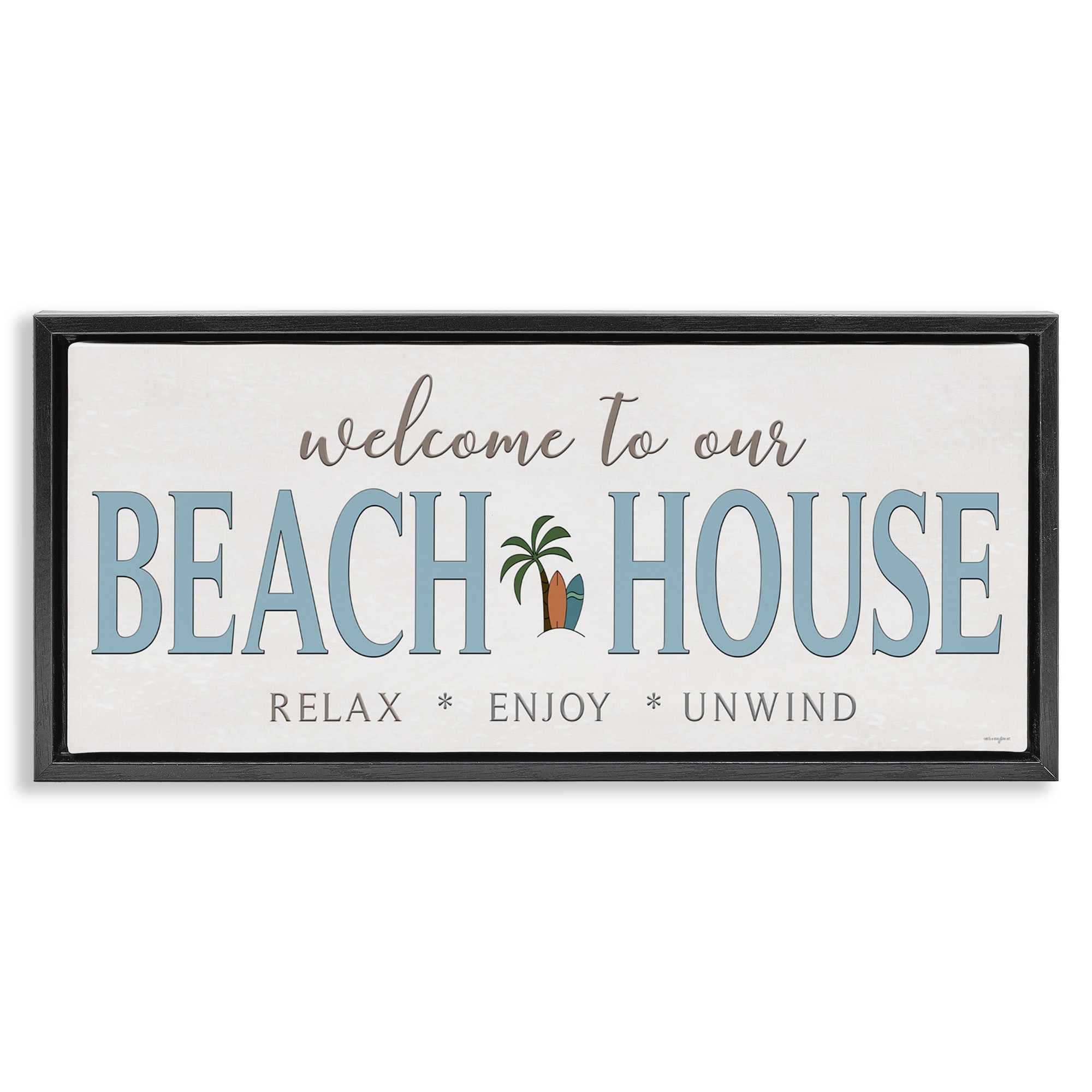Stupell Welcome Beach House Greeting Framed Floater Canvas Wall Art Design By Seven Trees Design