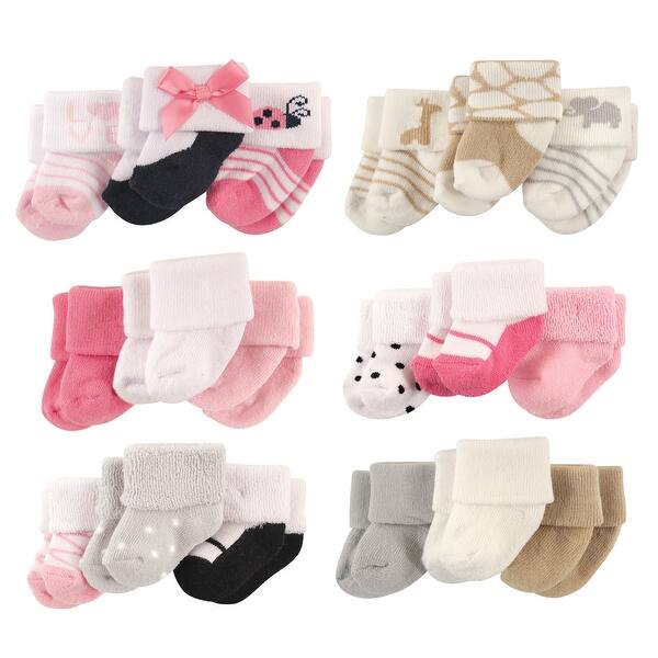 slide 1 of 1, Luvable Friends Infant Girl Cotton Terry Socks, 18-Piece, Ladybug Safari Pink Black, 0-3 Months - Ladybug Safari Pink Black Ladybug Safari Pink Black - 0-3 Months