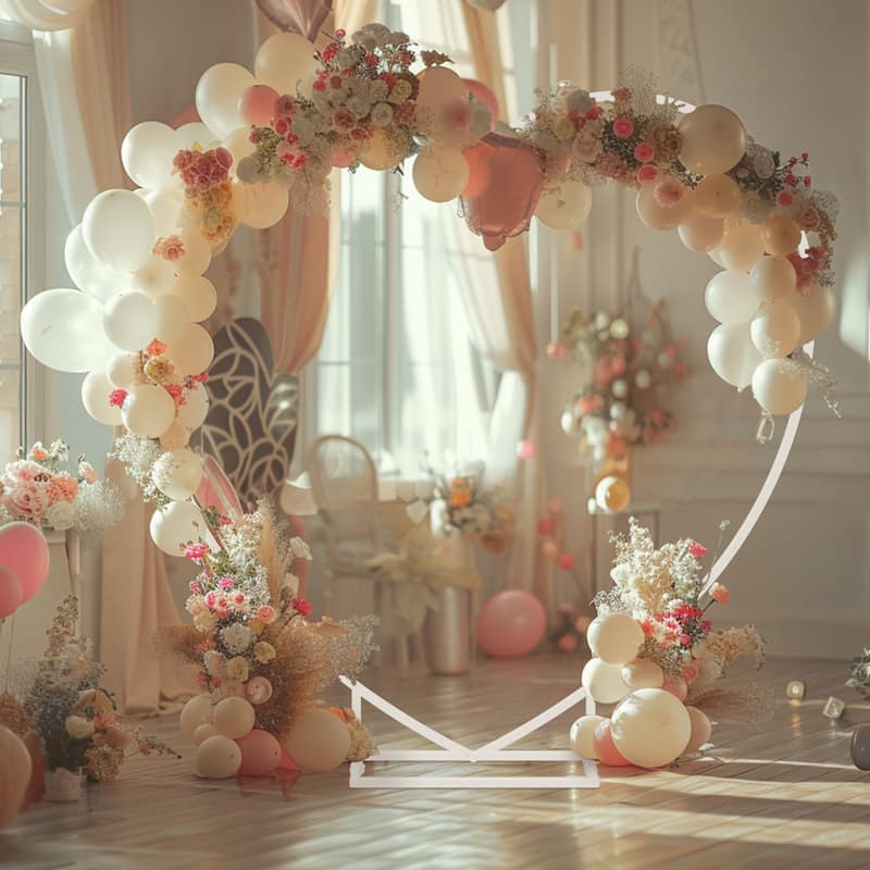 Heart Shaped White Metal Balloon Arch Stand Frame