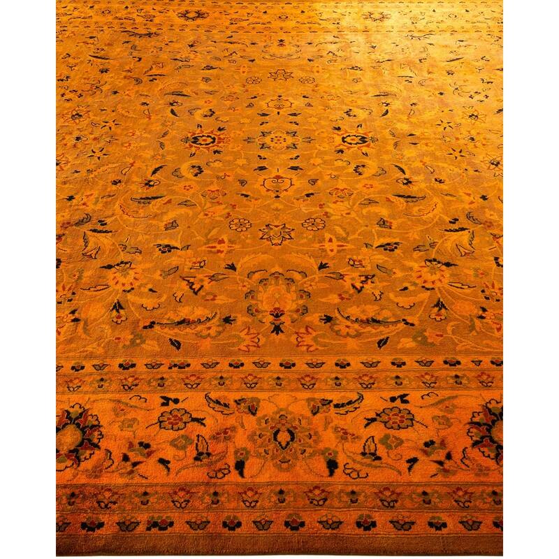 Overton Hand Knotted Wool Vintage Inspired Modern Contemporary Overdyed Orange Area Rug - 8' 1" x 9' 10"