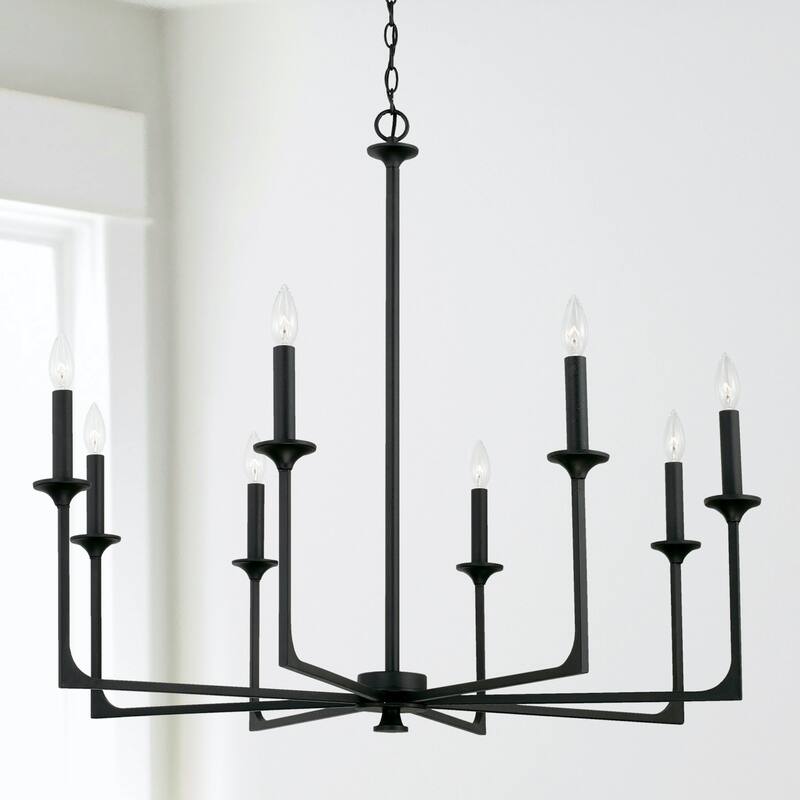Clint 37.75" 8-light Black Iron Chandelier