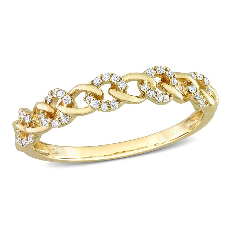 Miadora 1/8ct TDW Diamond Stackable Link Ring in 14k Yellow Gold