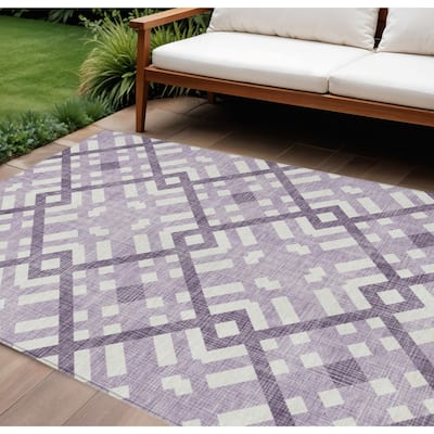HomeRoots Geometric Transitional Rectangle Outdoor Rug