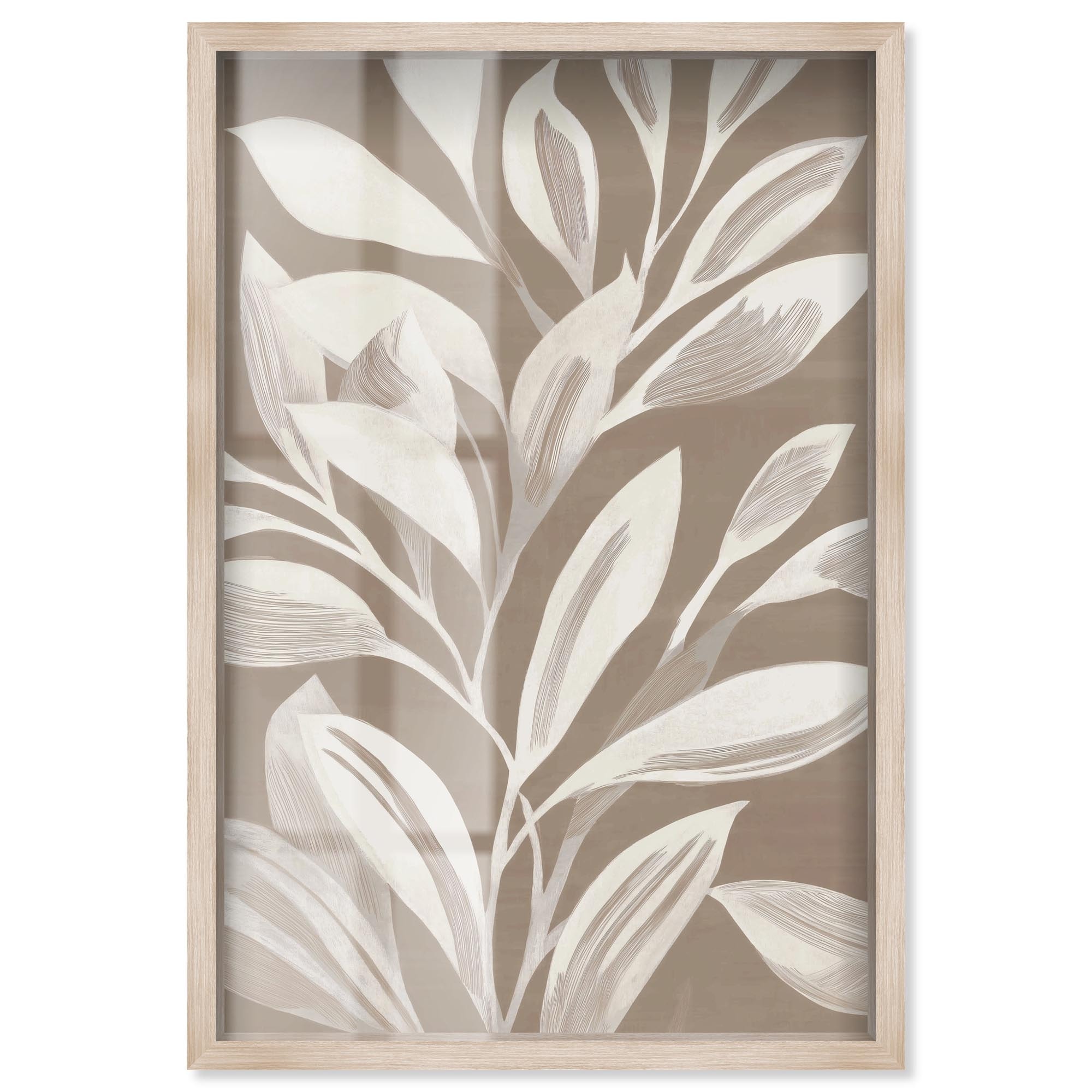 Linear Leaves I Floral Wall Decor Shadowbox Print by Art Remedy