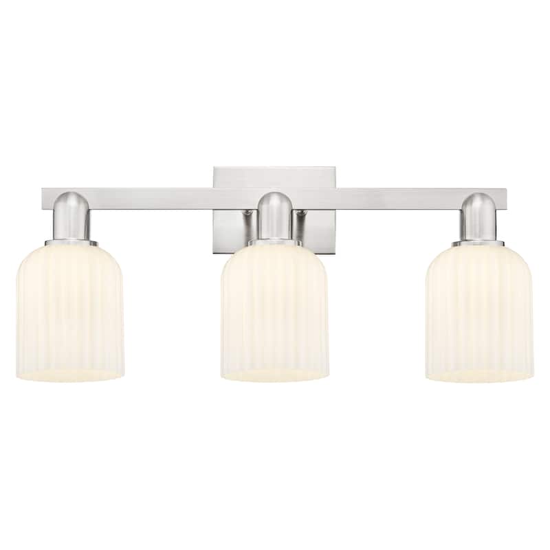 Innovations Lighting Downtown Urban - Bridal Veil - 3 Light 24" Bath Vanity Light - Brushed Satin Nickel, Gloss White